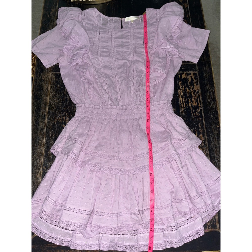 LoveShackFancy Lavender Cotton Dobby Lace Ruffle Mini Dress Size S - Picture 5 of 7